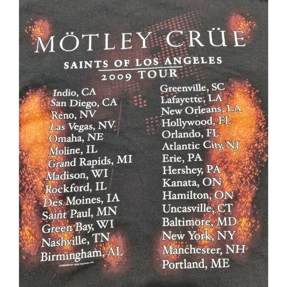 Motley Crue 2009 Tour T Shirt XL Saints of Los Angeles Concert Tee Black Band - Picture 6 of 13